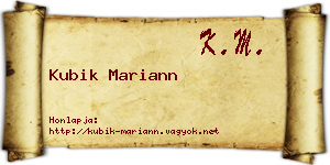 Kubik Mariann névjegykártya