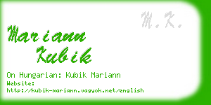 mariann kubik business card